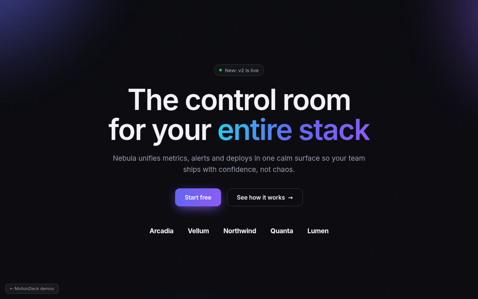Live SaaS demo built from a MotionDeck prompt